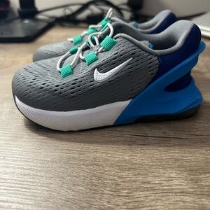 Nike Gray and Blue Sneakers with Chunky Sole and Textured Upper